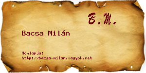 Bacsa Milán névjegykártya