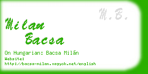 milan bacsa business card